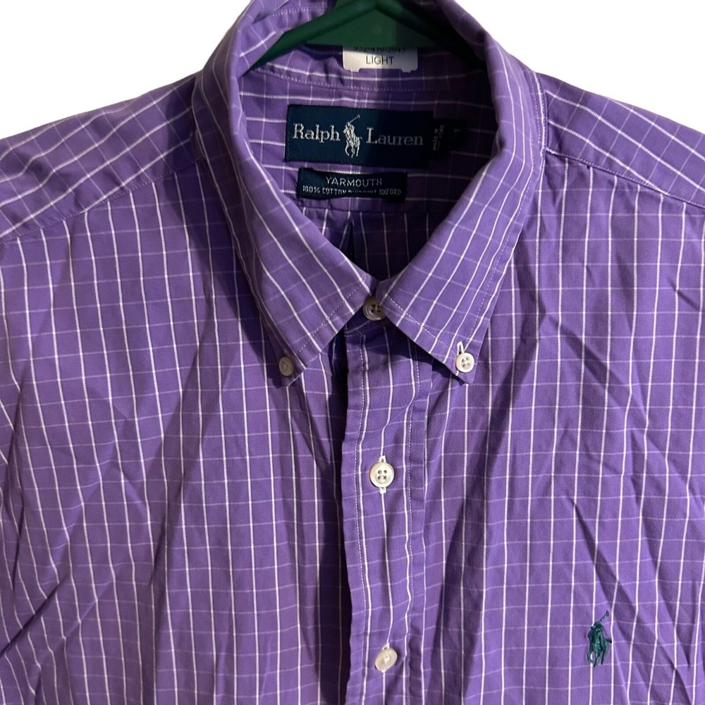 Ralph Lauren men’s 16 34/35  classic fit purple stripe long sleeves shirt